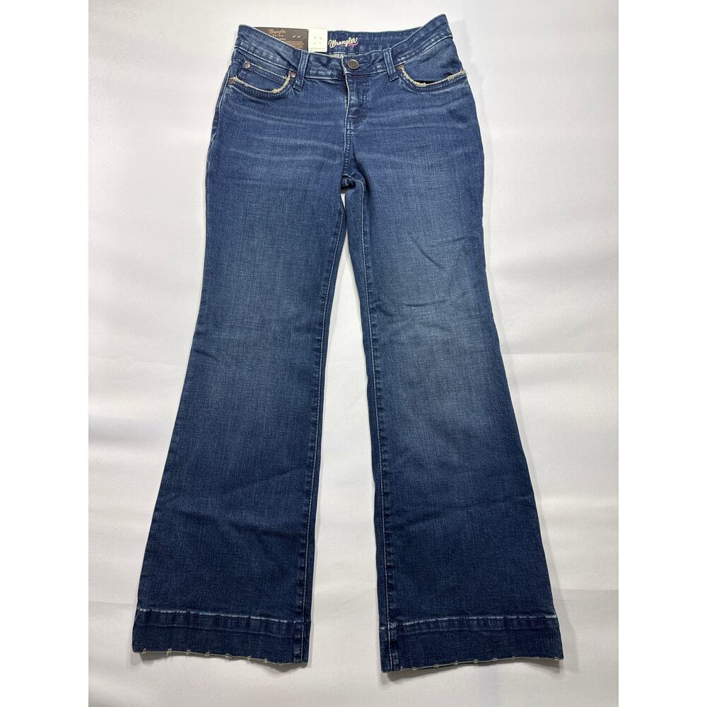 NWT Wrangler Retro Women's Mae Mid Rise Trouser Blue Denim Jeans - 5x30 (28x30)